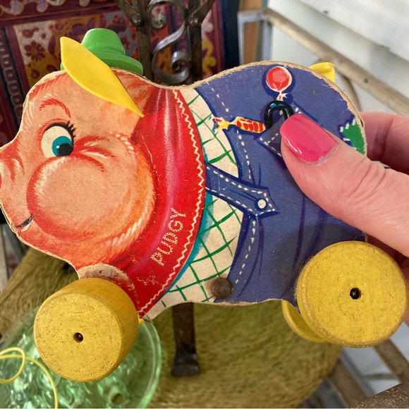 Vintage 1962 Pudgy Pig Fisher Price Pull Toy - Picture 10 of 10